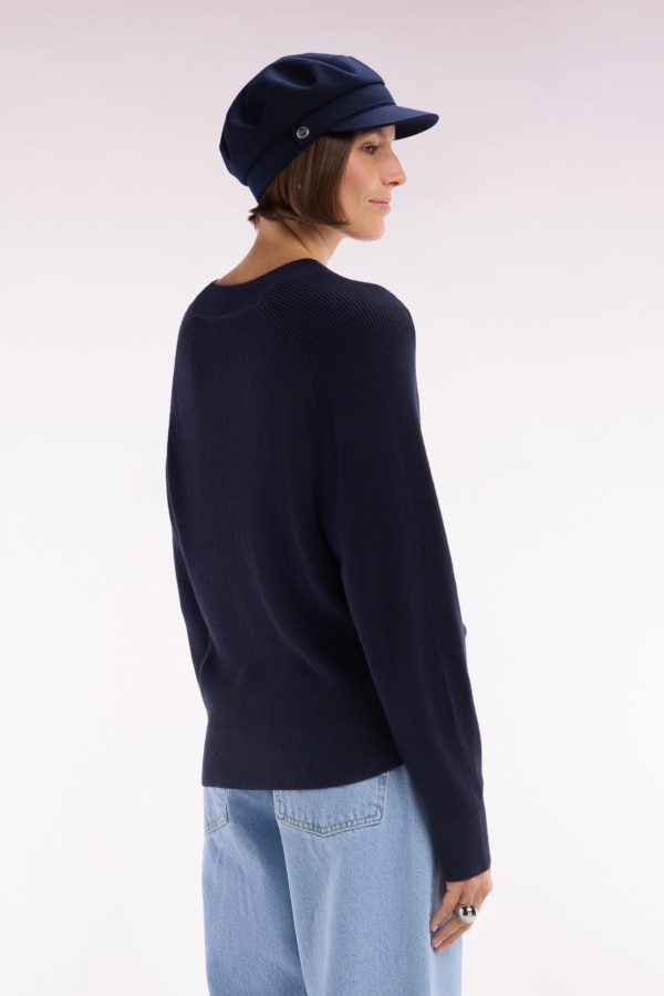 Pull Col Rond Côtelé Marine Coupe Décontractée Eden Park – Image 3