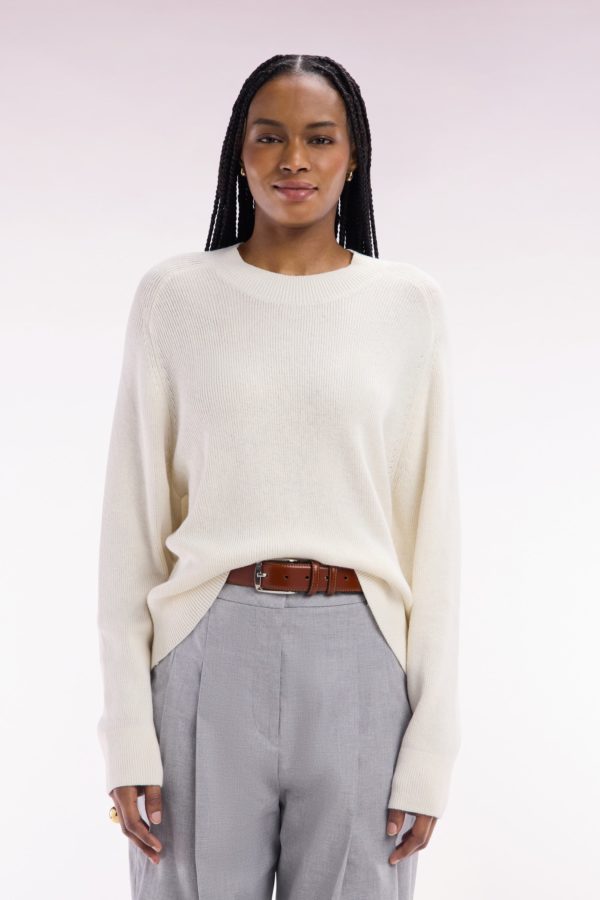 Pull Col Rond Côtelé Écru Coupe Décontractée Eden Park – Image 2