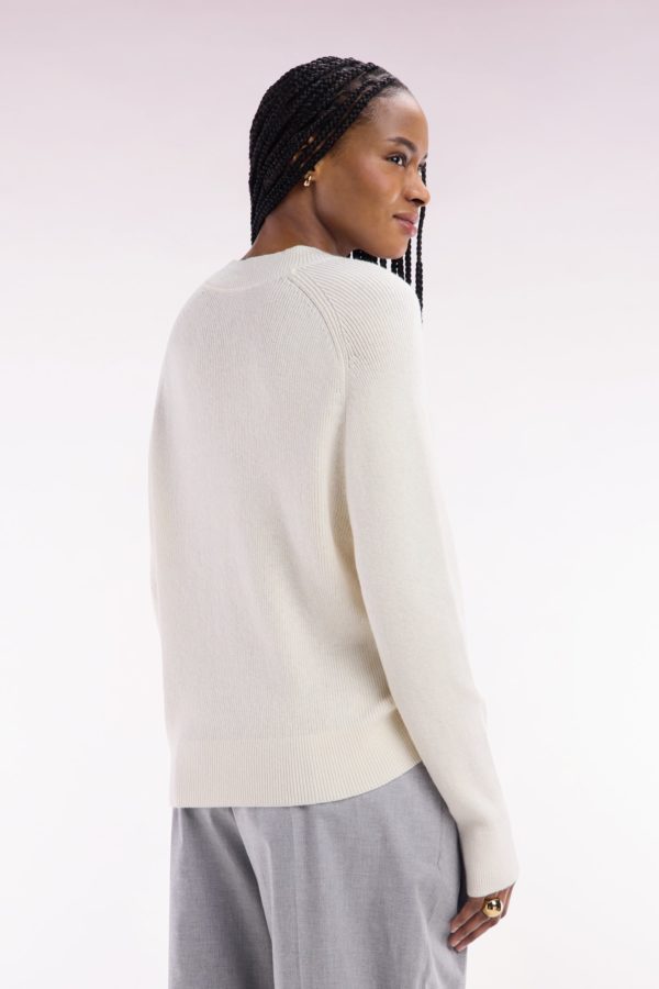 Pull Col Rond Côtelé Écru Coupe Décontractée Eden Park – Image 3