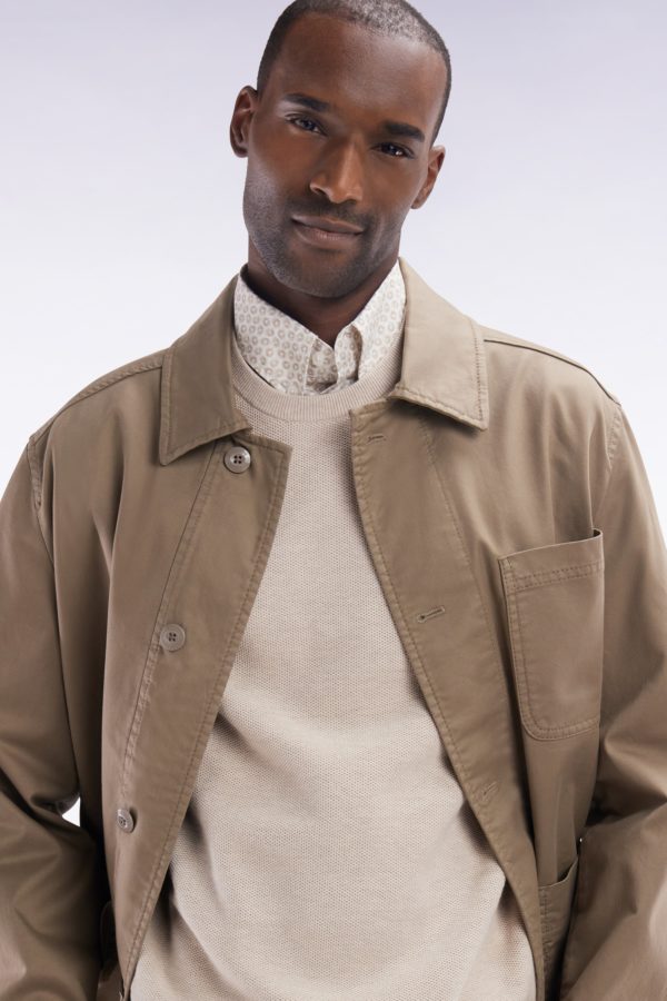 Pull Col Rond En Coton Nid D'abeille Beige Coupe Droite Eden Park – Image 2
