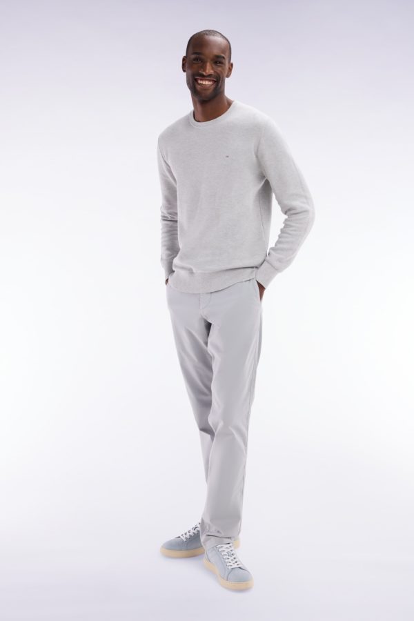 Pull Col Rond En Coton Nid D'abeille Gris Coupe Droite Eden Park – Image 2