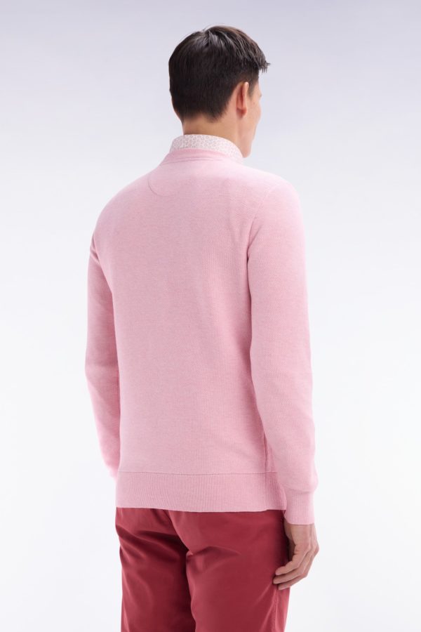 Pull Col Rond En Coton Nid D'abeille Rose Coupe Droite Eden Park – Image 3