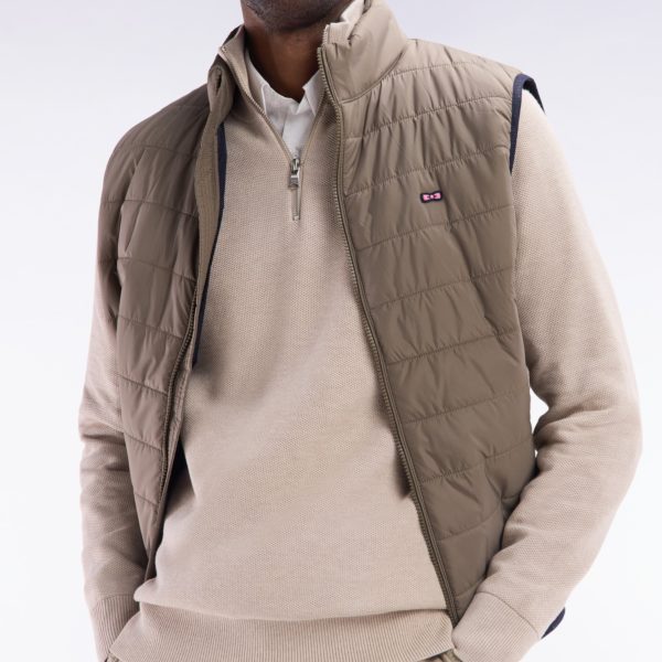 Pull Col Camionneur En Coton Nid D’abeille Beige Coupe Droite Eden Park