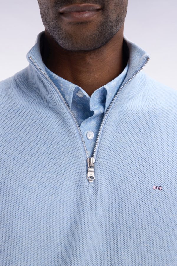 Pull Col Camionneur En Coton Nid D'abeille Ciel Coupe Droite Eden Park – Image 4
