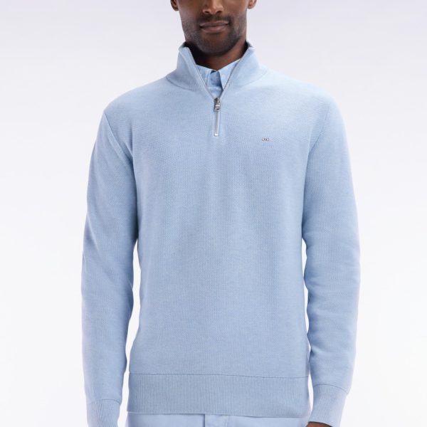 Pull Col Camionneur En Coton Nid D'abeille Ciel Coupe Droite Eden Park