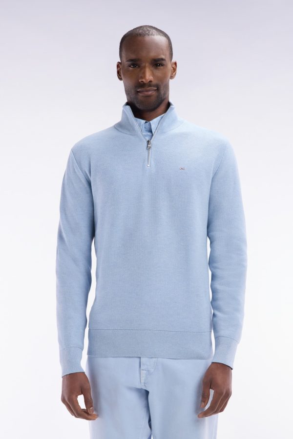 Pull Col Camionneur En Coton Nid D'abeille Ciel Coupe Droite Eden Park