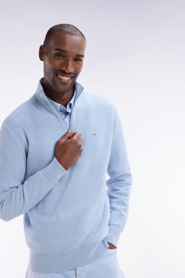 Pull Col Camionneur En Coton Nid D'abeille Ciel Coupe Droite Eden Park – Image 2