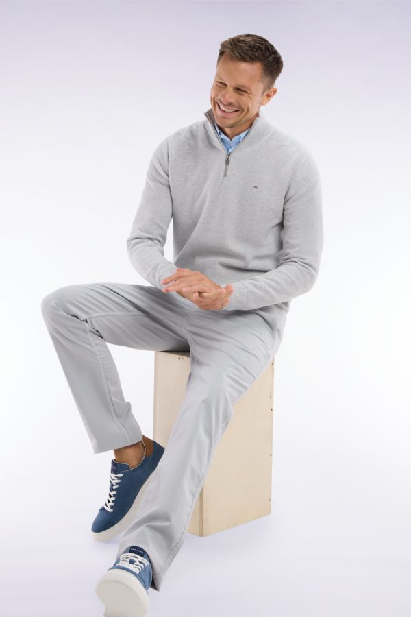 Pull Col Camionneur En Coton Nid D'abeille Gris Coupe Droite Eden Park – Image 2