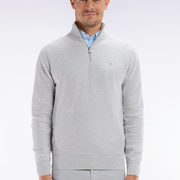 Pull Col Camionneur En Coton Nid D'abeille Gris Coupe Droite Eden Park
