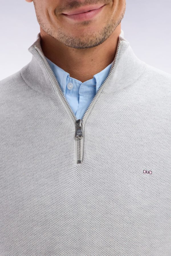 Pull Col Camionneur En Coton Nid D'abeille Gris Coupe Droite Eden Park – Image 4