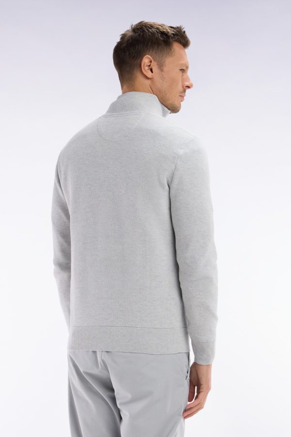 Pull Col Camionneur En Coton Nid D'abeille Gris Coupe Droite Eden Park – Image 3