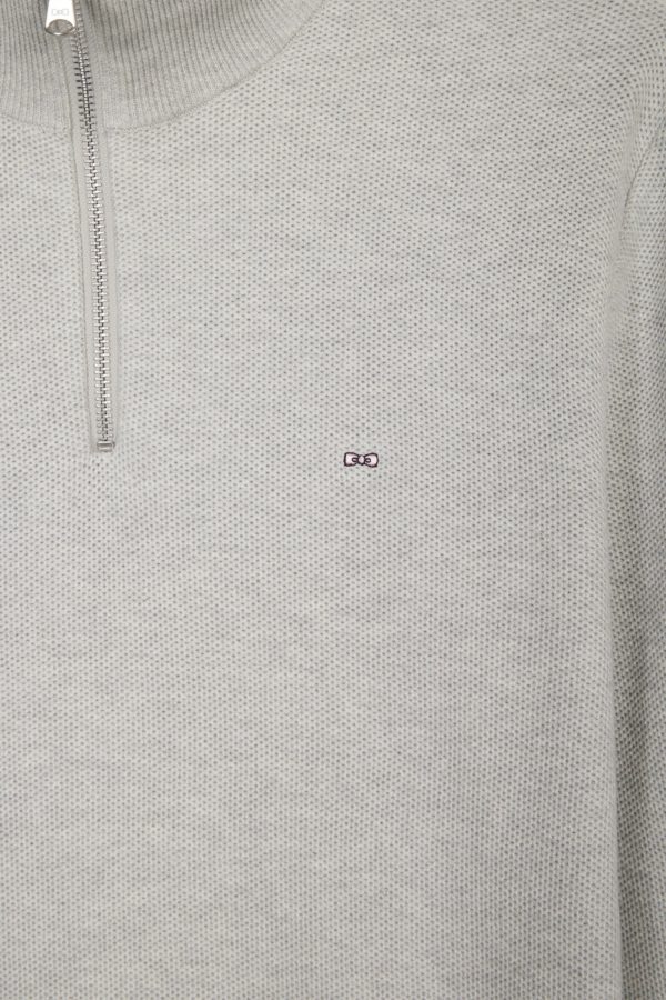 Pull Col Camionneur En Coton Nid D'abeille Gris Coupe Droite Eden Park – Image 5