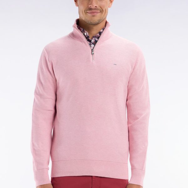 Pull Col Camionneur En Coton Nid D'abeille Rose Coupe Droite Eden Park