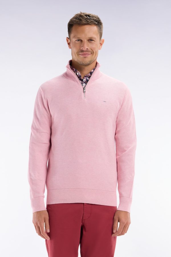 Pull Col Camionneur En Coton Nid D'abeille Rose Coupe Droite Eden Park