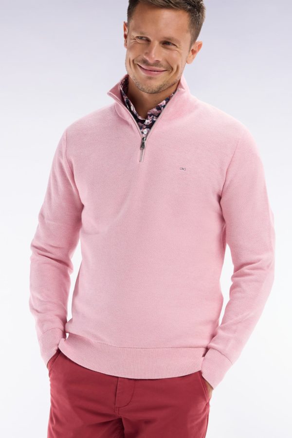 Pull Col Camionneur En Coton Nid D'abeille Rose Coupe Droite Eden Park – Image 2