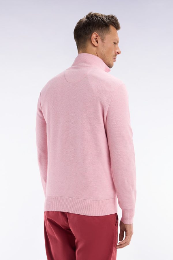 Pull Col Camionneur En Coton Nid D'abeille Rose Coupe Droite Eden Park – Image 3