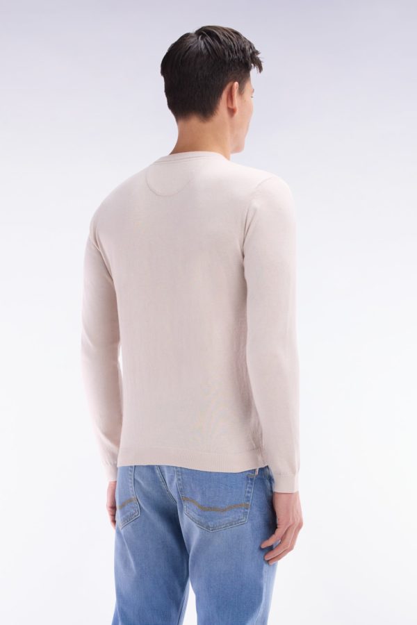 Pull Col Rond En Coton Et Soie Mélangés Beige Coupe Droite Eden Park – Image 3