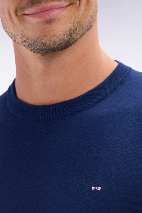 Pull Col Rond En Coton Et Soie Mélangés Marine Coupe Droite Eden Park – Image 4