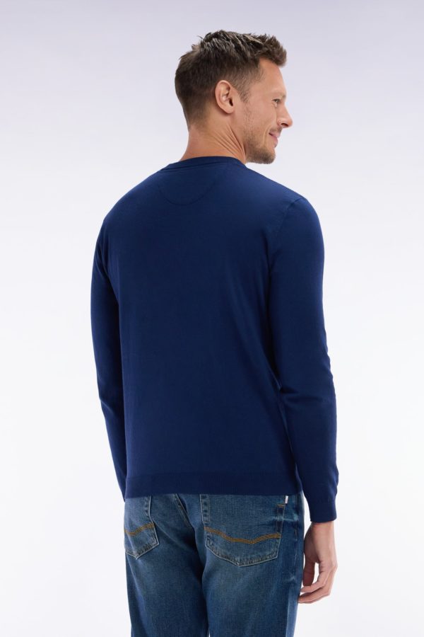 Pull Col Rond En Coton Et Soie Mélangés Marine Coupe Droite Eden Park – Image 3