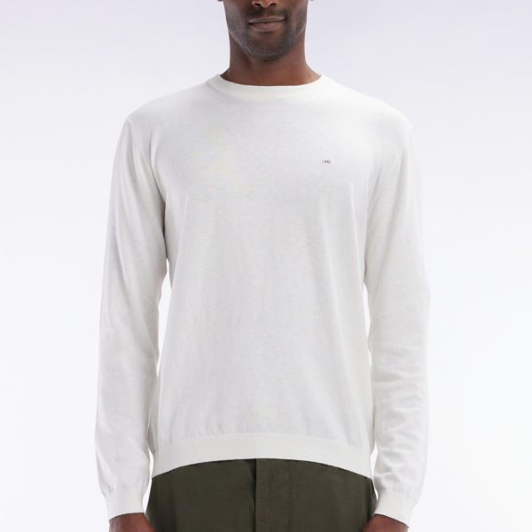 Pull Col Rond En Coton Et Soie Mélangés Écru Coupe Droite Eden Park