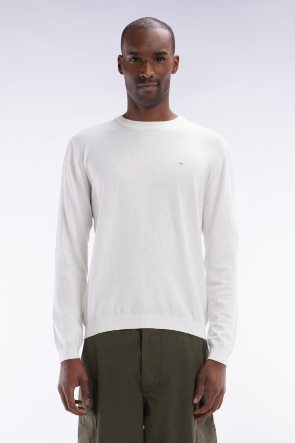 Pull Col Rond En Coton Et Soie Mélangés Écru Coupe Droite Eden Park
