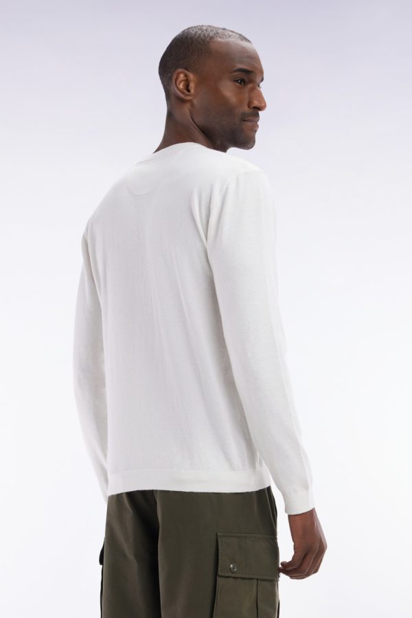Pull Col Rond En Coton Et Soie Mélangés Écru Coupe Droite Eden Park – Image 3