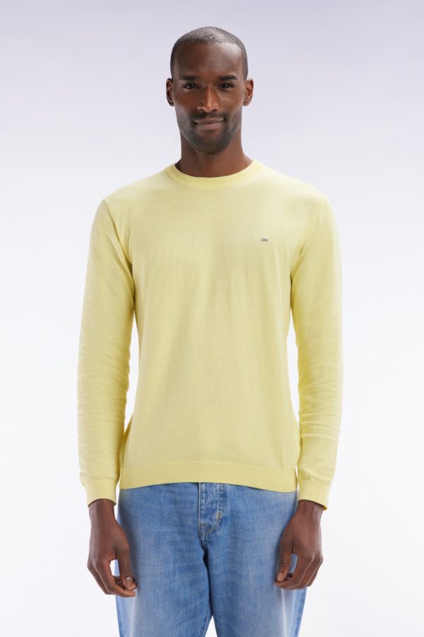 Pull Col Rond En Coton Et Soie Mélangés Ivoire Coupe Droite Eden Park