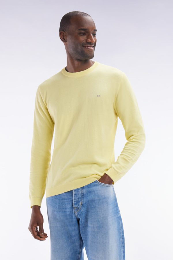 Pull Col Rond En Coton Et Soie Mélangés Ivoire Coupe Droite Eden Park – Image 2