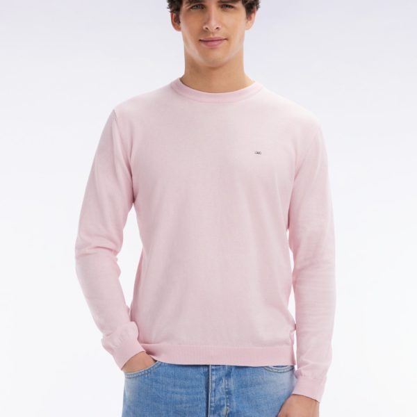 Pull Col Rond En Coton Et Soie Mélangés Rose Coupe Droite Eden Park