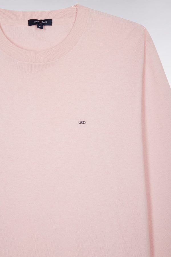 Pull Col Rond En Coton Et Soie Mélangés Rose Coupe Droite Eden Park – Image 5