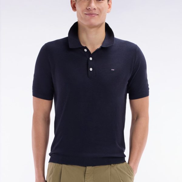 Pull Sans Manches À Col Polo Marine Coupe Droite Eden Park