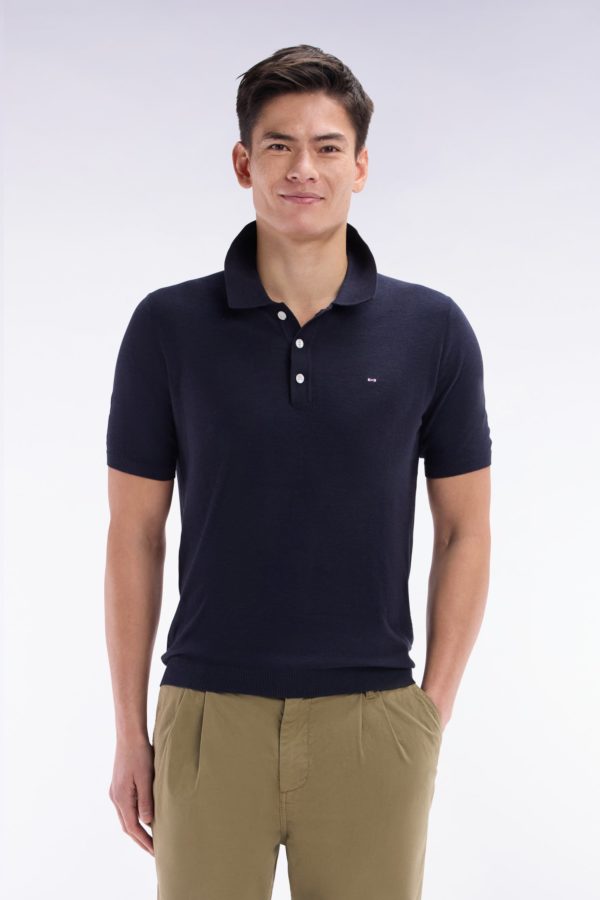 Pull Sans Manches À Col Polo Marine Coupe Droite Eden Park