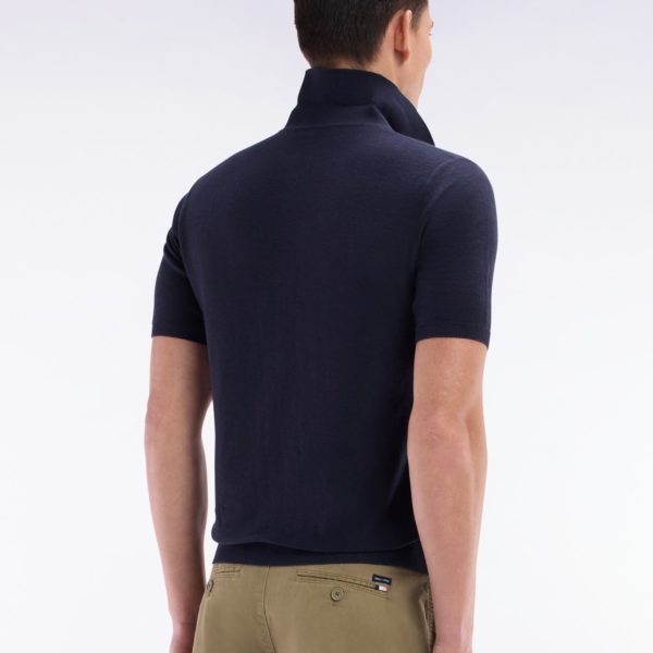 Pull Sans Manches À Col Polo Marine Coupe Droite Eden Park