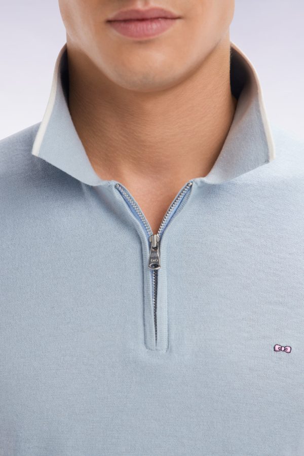 Pull Col Polo En Coton Biologique Et Cachemire Ciel Coupe Droite Eden Park – Image 4