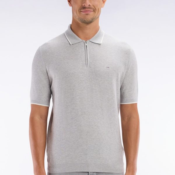 Pull Col Polo En Coton Biologique Et Cachemire Gris Coupe Droite Eden Park