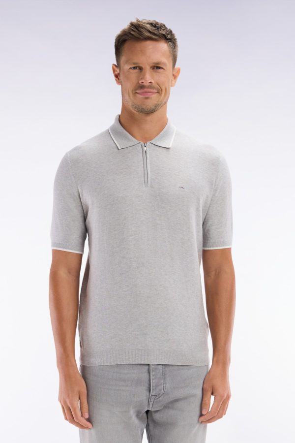 Pull Col Polo En Coton Biologique Et Cachemire Gris Coupe Droite Eden Park