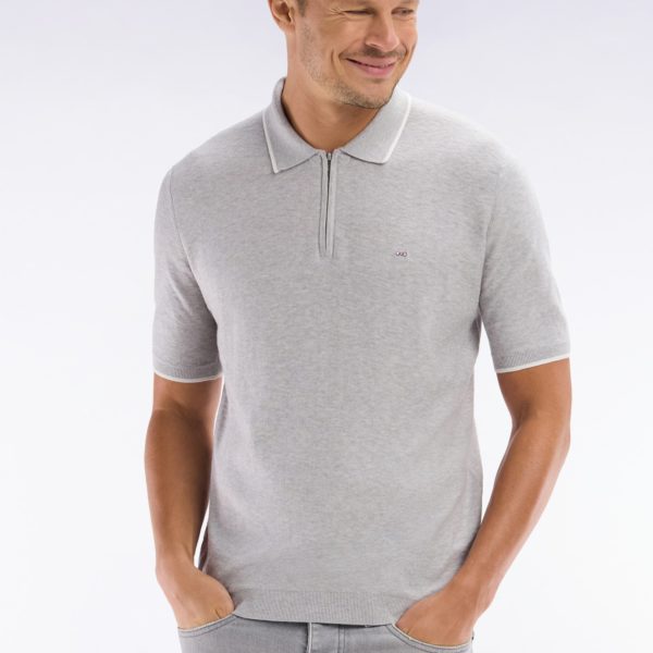 Pull Col Polo En Coton Biologique Et Cachemire Gris Coupe Droite Eden Park