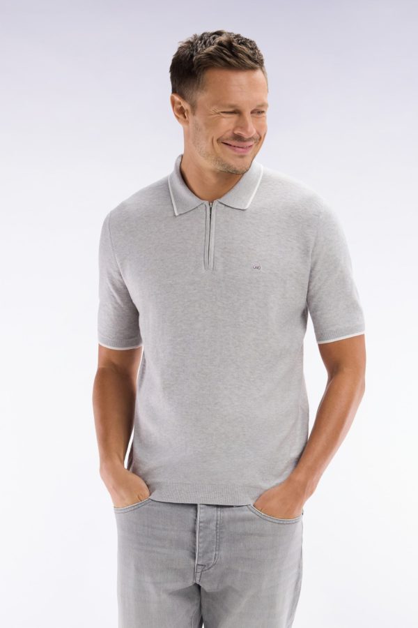 Pull Col Polo En Coton Biologique Et Cachemire Gris Coupe Droite Eden Park – Image 2