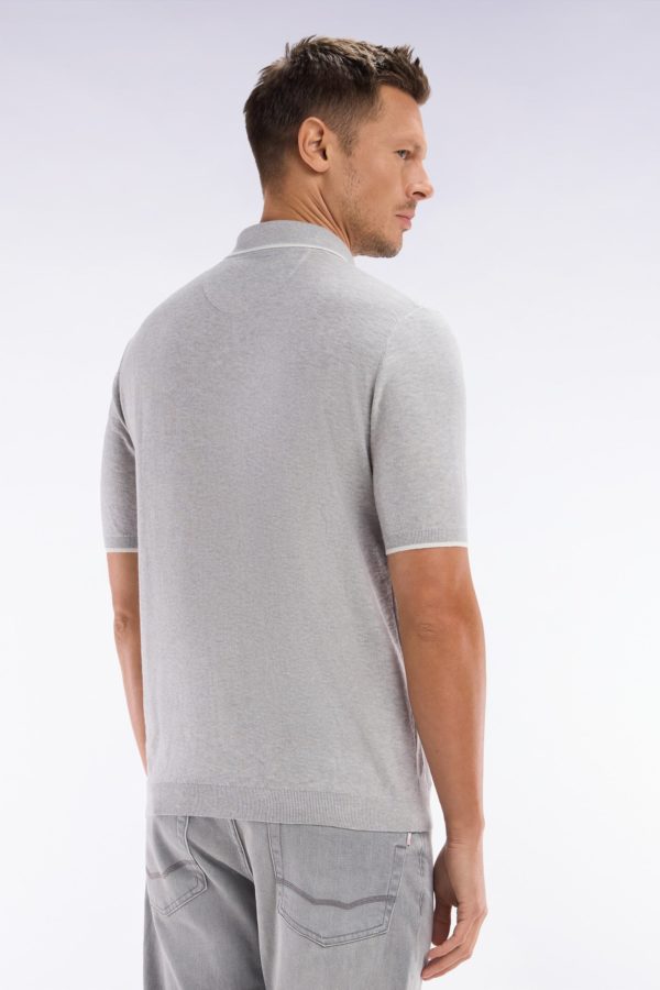 Pull Col Polo En Coton Biologique Et Cachemire Gris Coupe Droite Eden Park – Image 3