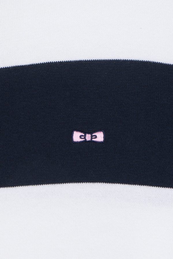 Pull Col Rond Cerclé En Coton Ciel Et Blanc Eden Park – Image 5