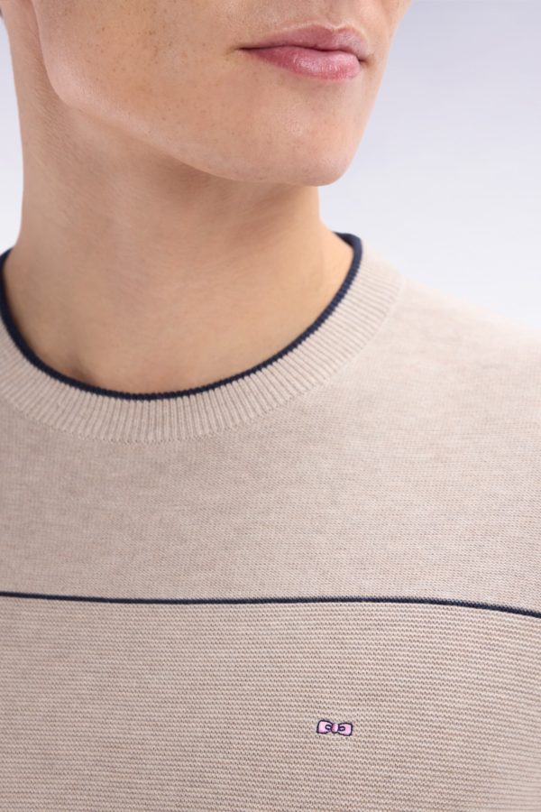 Pull Col Rond Cerclé En Coton Beige Eden Park – Image 4