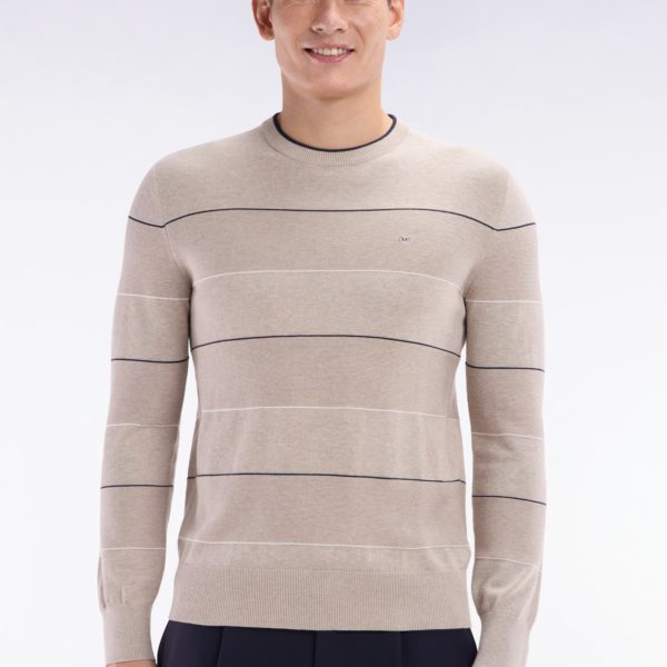 Pull Col Rond Cerclé En Coton Beige Eden Park