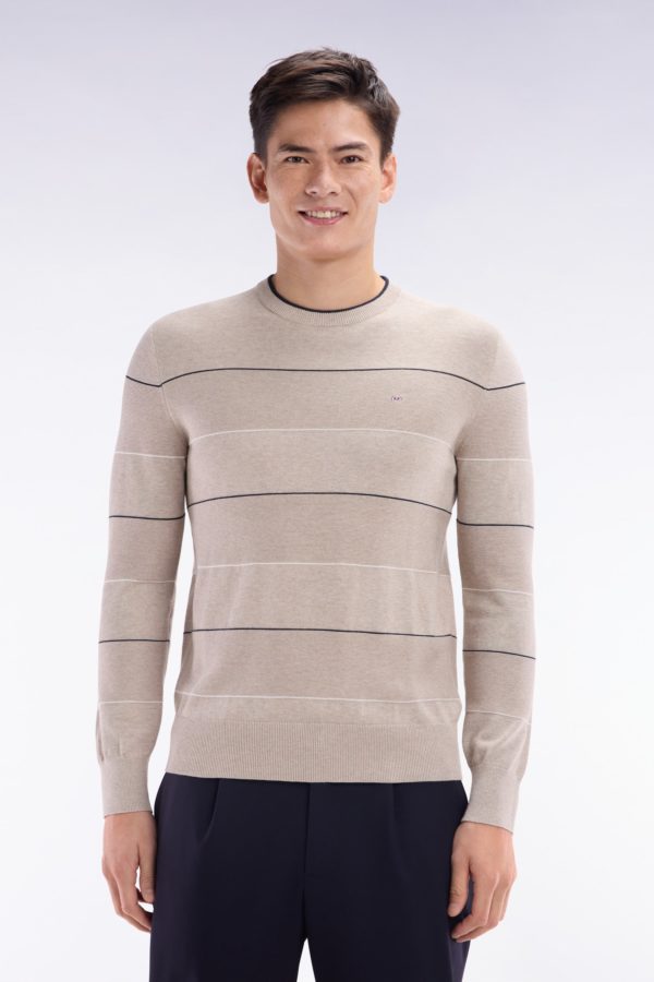 Pull Col Rond Cerclé En Coton Beige Eden Park