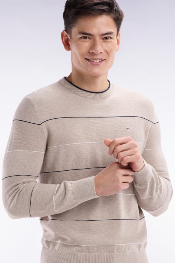 Pull Col Rond Cerclé En Coton Beige Eden Park – Image 2