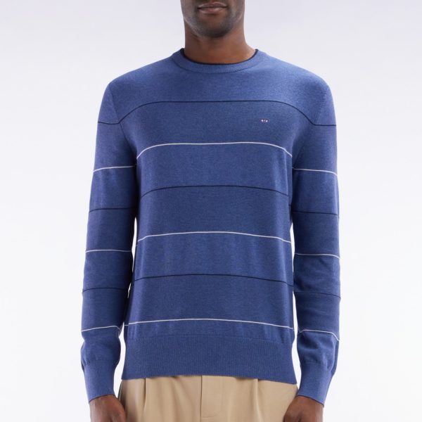 Pull Col Rond Cerclé En Coton Bleu Eden Park