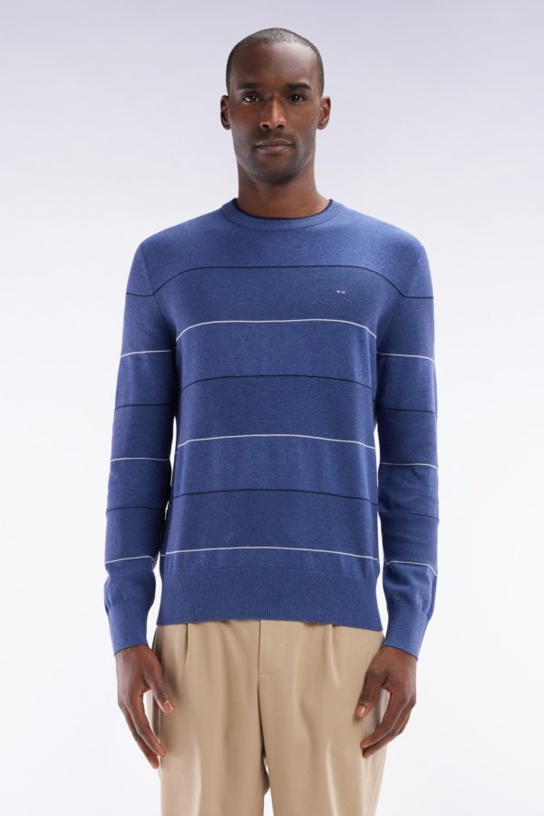 Pull Col Rond Cerclé En Coton Bleu Eden Park
