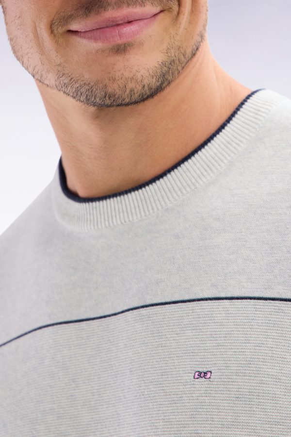 Pull Col Rond Cerclé En Coton Gris Eden Park – Image 4