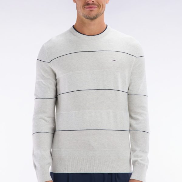 Pull Col Rond Cerclé En Coton Gris Eden Park