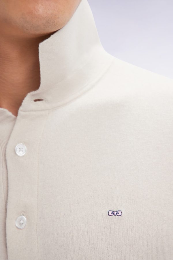 Pull Col Polo En Coton Et Soie Mélangés Beige Coupe Droite Eden Park – Image 3