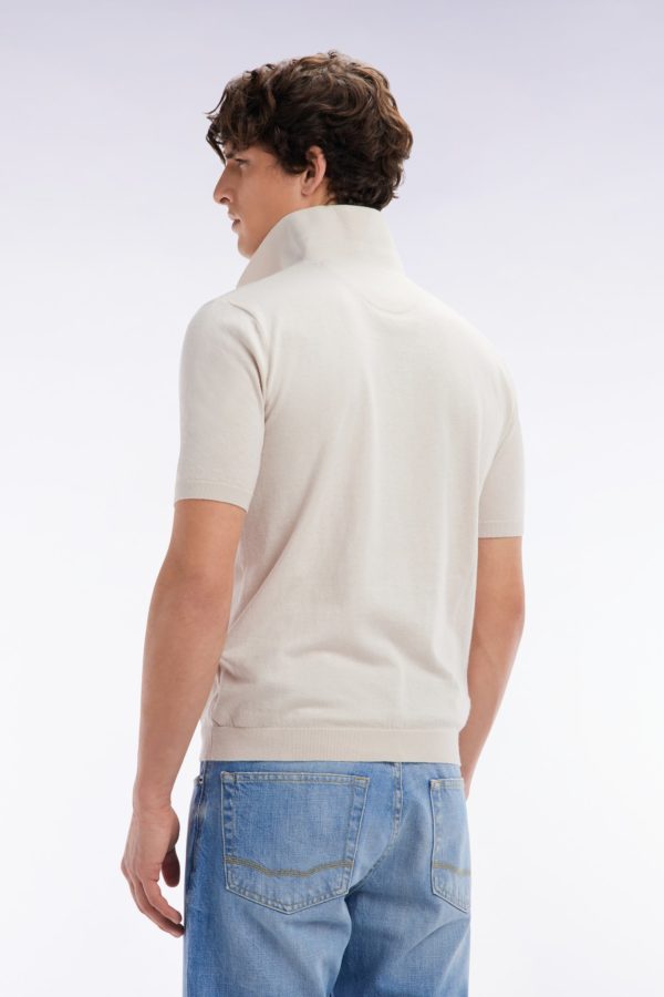Pull Col Polo En Coton Et Soie Mélangés Beige Coupe Droite Eden Park – Image 2